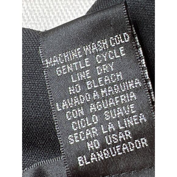 Alyn Paige Size Medium Retro Bow Back Dress Black White Lace Print Plunge Neck - Picture 10 of 10